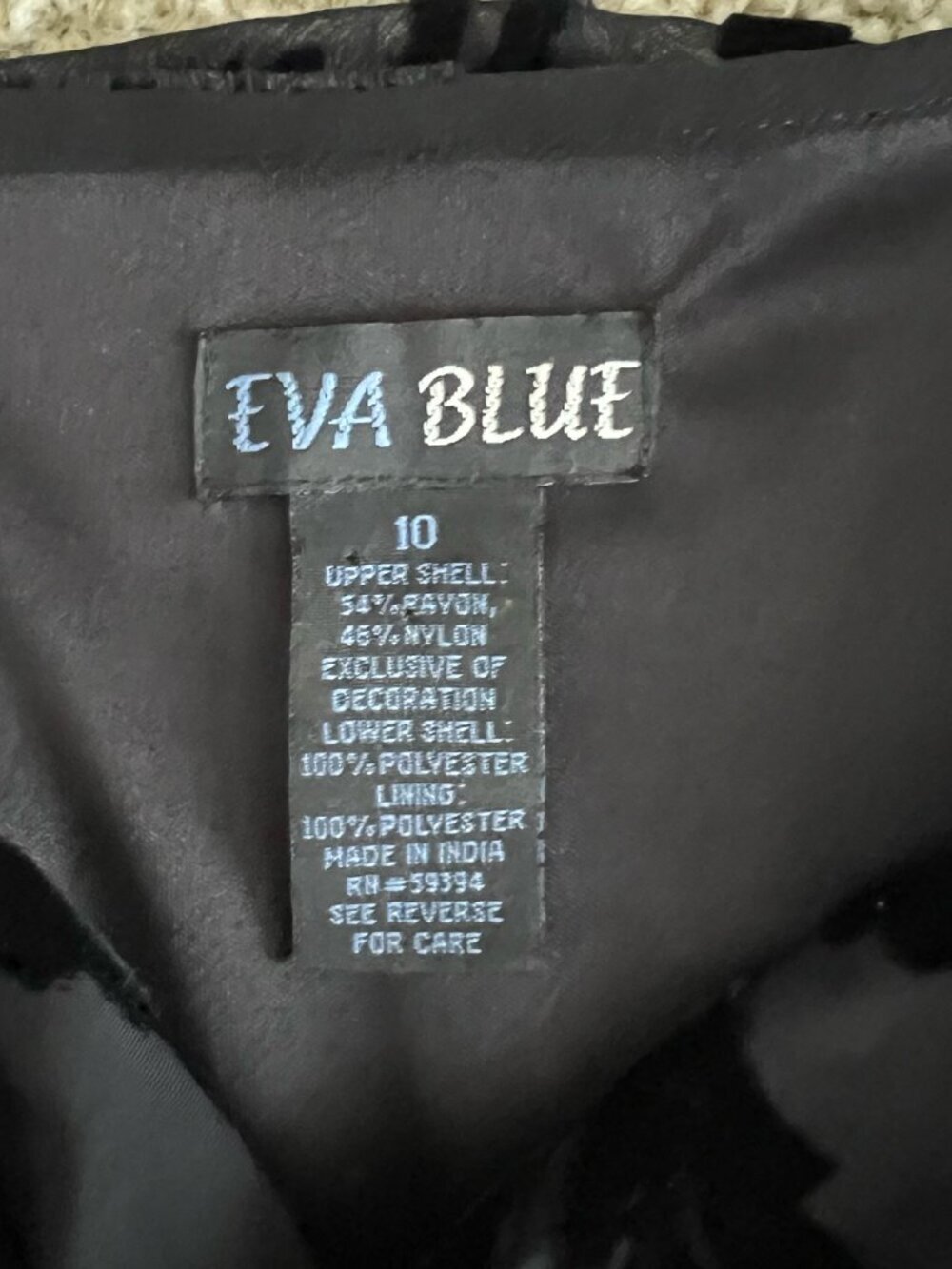 Y2K Beaded Velvet Maxi Dress Black Cowl Neck Whimsigoth Formal Eva Blue Size 10 - Picture 5 of 5